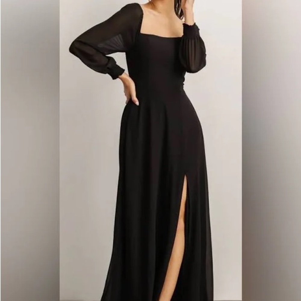 Elegant Black Long Sleeve Dress - Picture 3 of 3